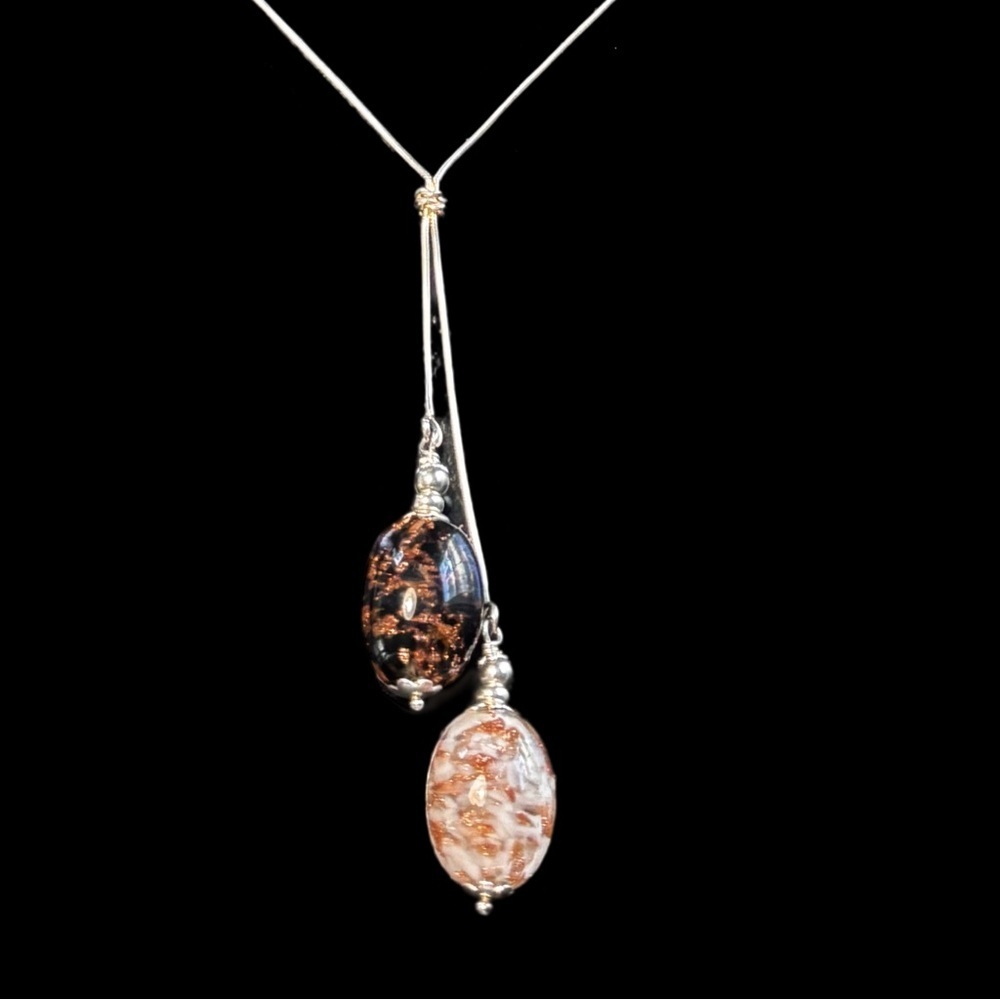 Sterling silver Italian glass long beaded necklace